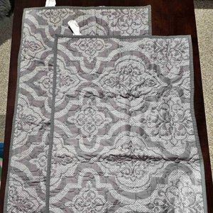 2 Brand New King Size Grey and White Pillow Shams